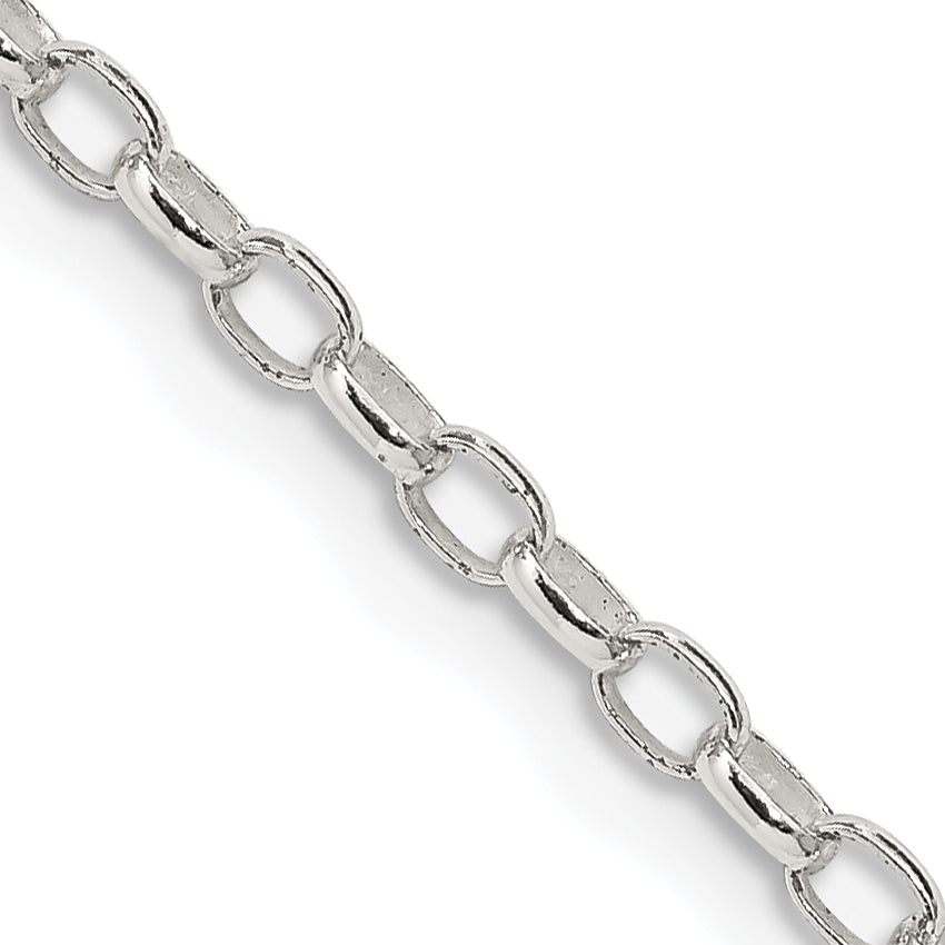 26 Inch Sterling Silver 2.5mm Oval Fancy Rolo Chain Necklace