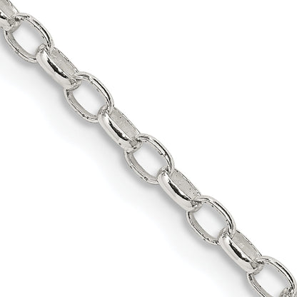 26 Inch Sterling Silver 2.5mm Oval Fancy Rolo Chain Necklace