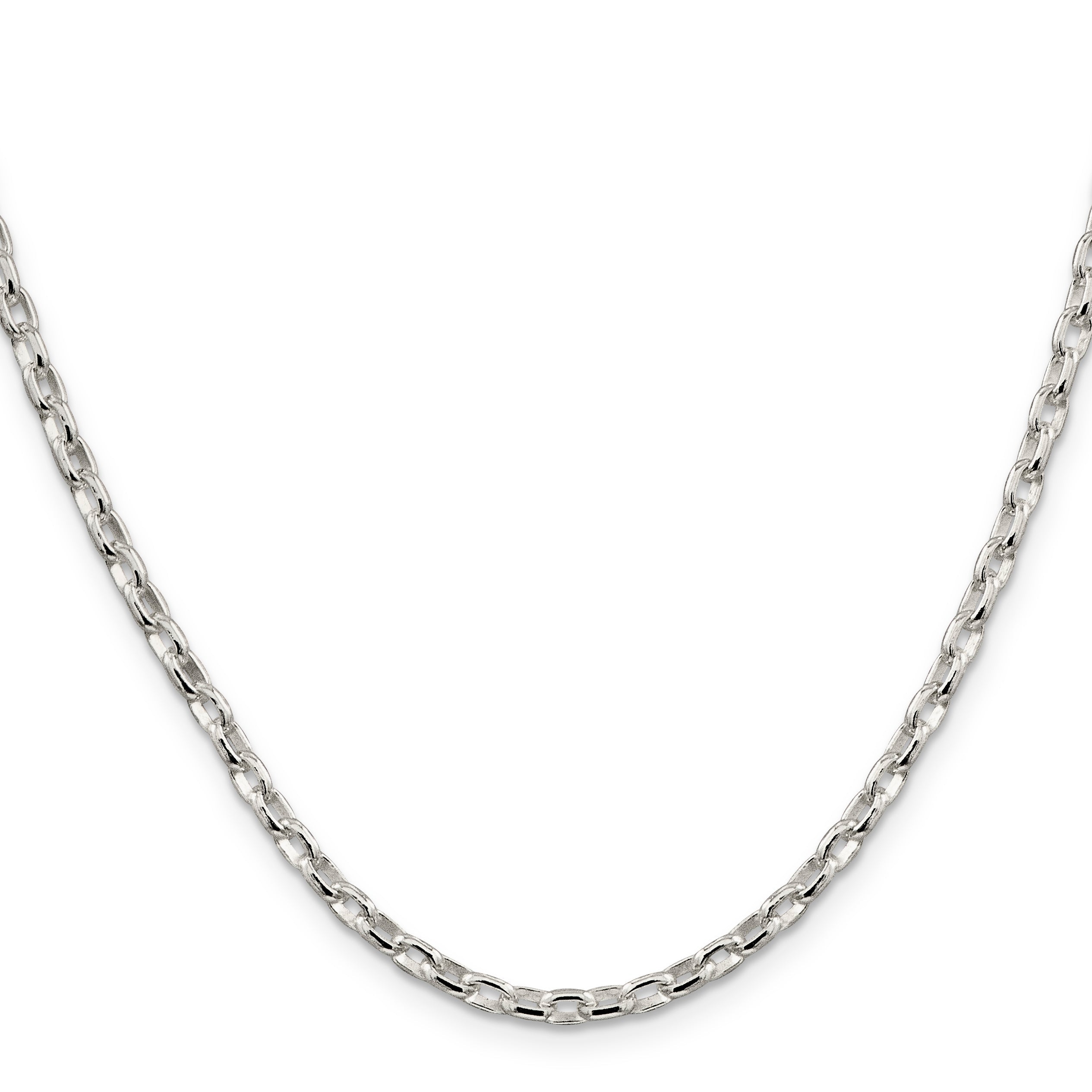 20 Inch Sterling Silver 3.2mm Oval Fancy Rolo Chain Necklace