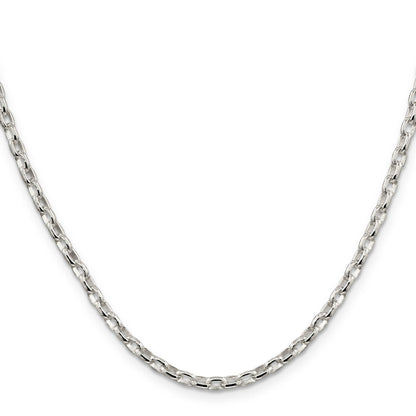 20 Inch Sterling Silver 3.2mm Oval Fancy Rolo Chain Necklace