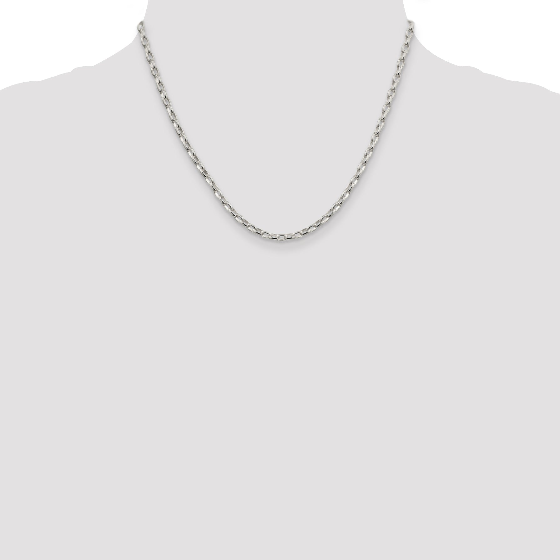 18 Inch Sterling Silver 3.2mm Oval Fancy Rolo Chain Necklace
