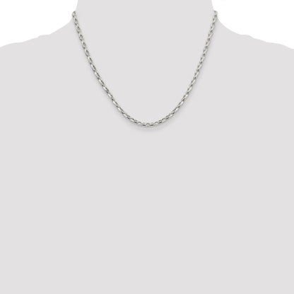 18 Inch Sterling Silver 3.2mm Oval Fancy Rolo Chain Necklace