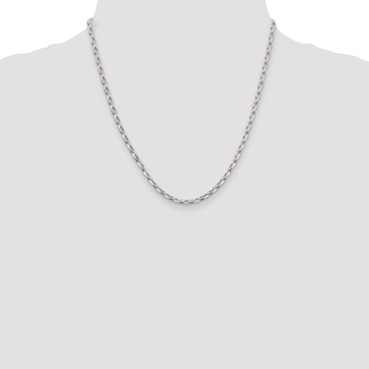 20 Inch Sterling Silver 3.2mm Oval Fancy Rolo Chain Necklace
