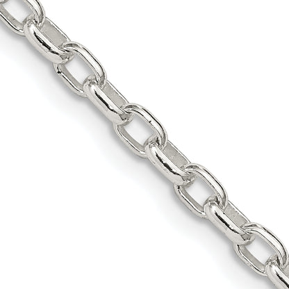 18 Inch Sterling Silver 3.2mm Oval Fancy Rolo Chain Necklace