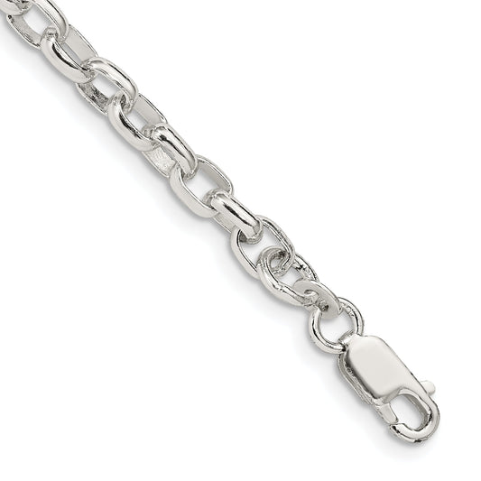 8 Inch Sterling Silver 4.4mm Oval Fancy Rolo Chain Bracelet