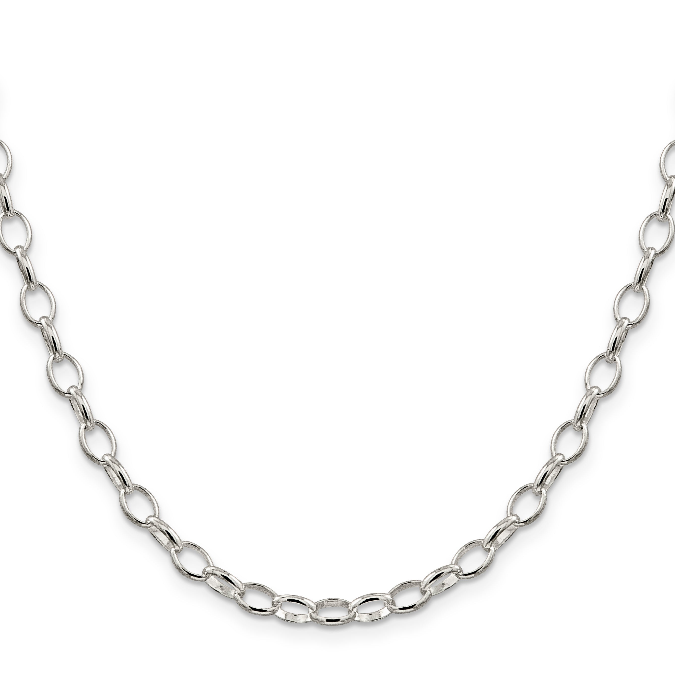 24 Inch Sterling Silver 5mm Fancy Rolo Chain Necklace