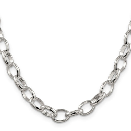 24 Inch Sterling Silver 8mm Fancy Rolo Chain Necklace