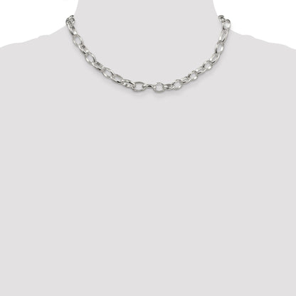 16 Inch Sterling Silver 8mm Fancy Rolo Chain Necklace