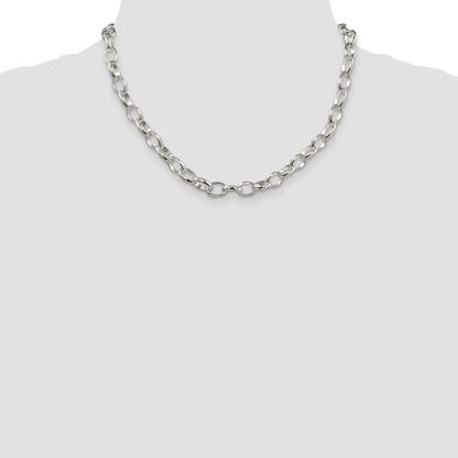 18 Inch Sterling Silver 8mm Fancy Rolo Chain Necklace