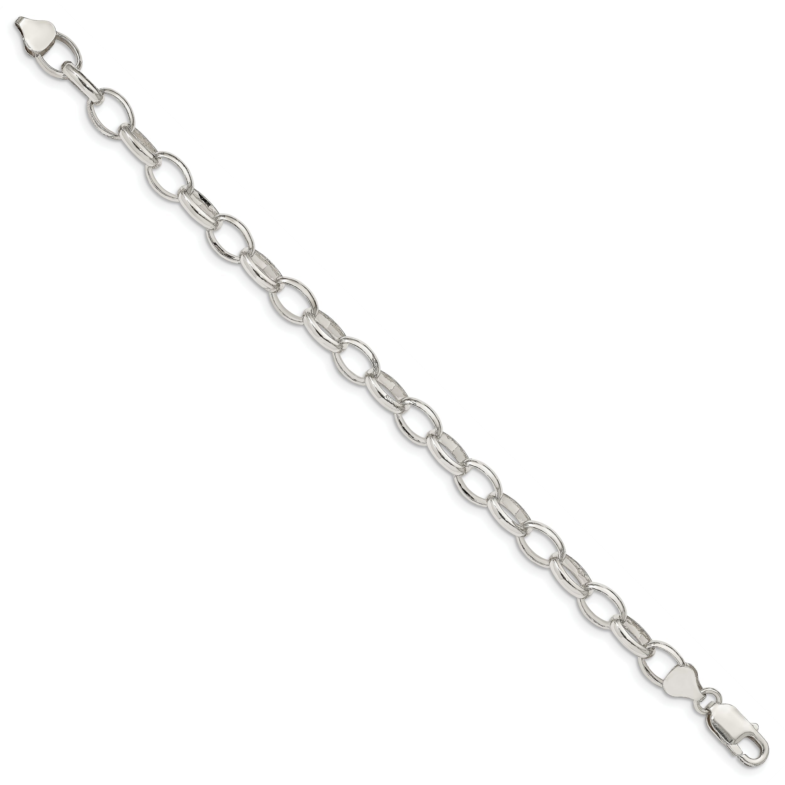 8 Inch Sterling Silver 8mm Fancy Rolo Chain Bracelet