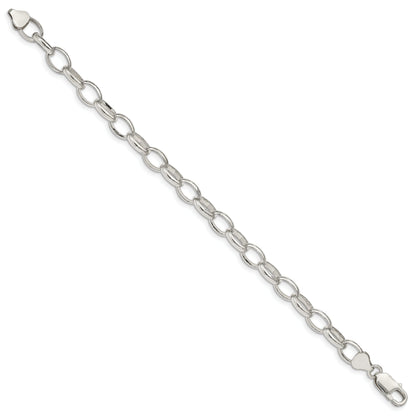 8 Inch Sterling Silver 8mm Fancy Rolo Chain Bracelet