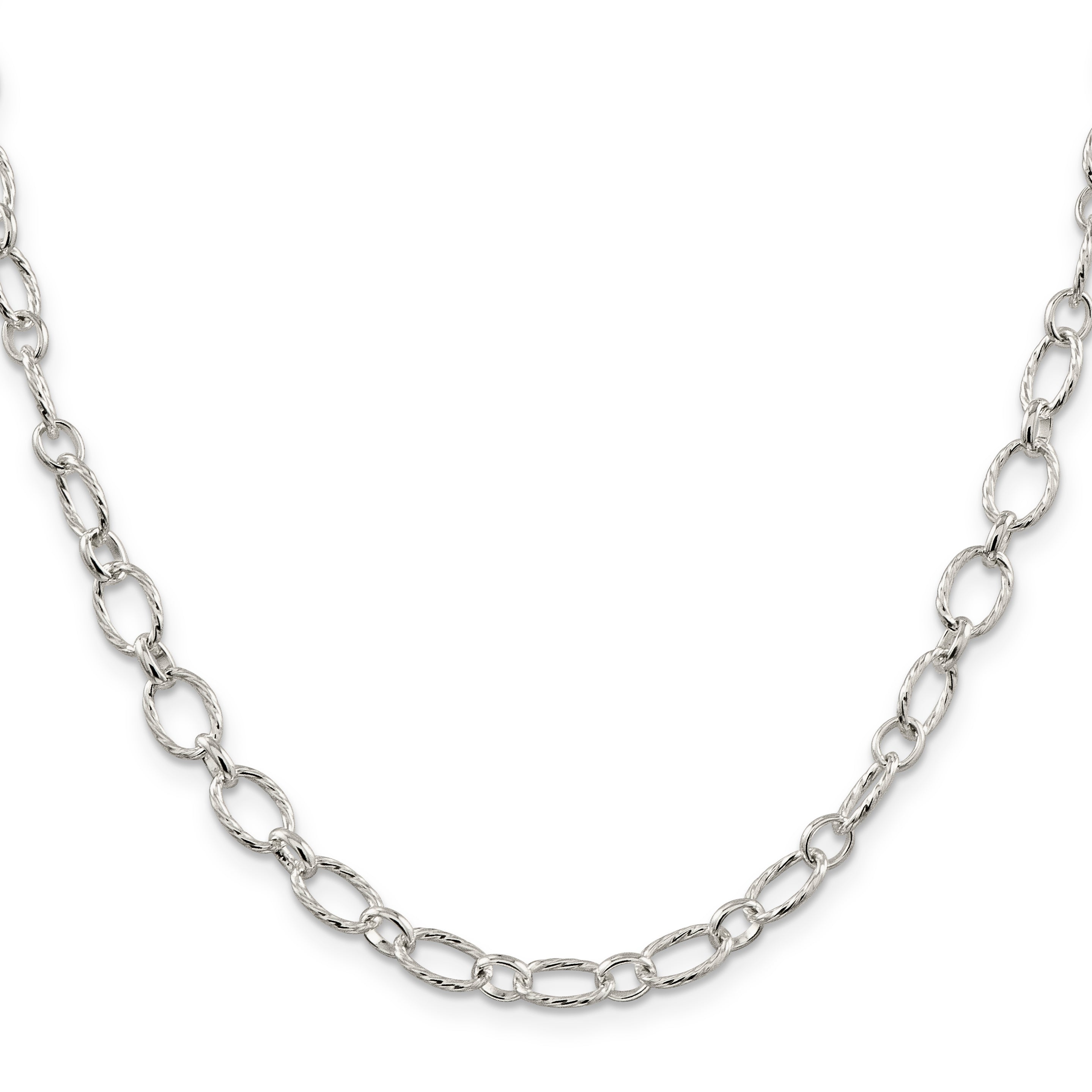 20 Inch Sterling Silver 6.1mm Fancy Patterned Rolo Chain Necklace