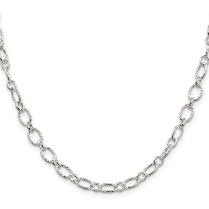 30 Inch Sterling Silver 6.1mm Fancy Patterned Rolo Chain Necklace