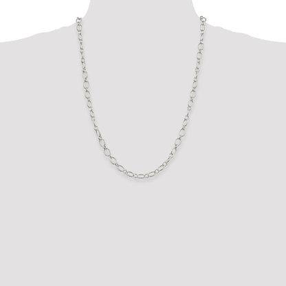 24 Inch Sterling Silver 6.1mm Fancy Patterned Rolo Chain Necklace