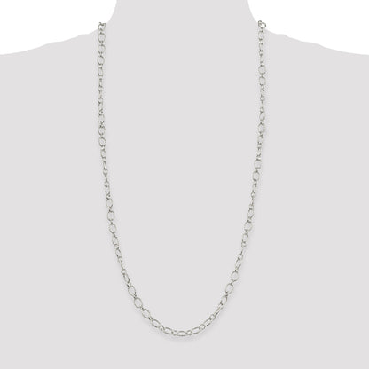 30 Inch Sterling Silver 6.1mm Fancy Patterned Rolo Chain Necklace