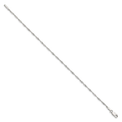 9 Inch Sterling Silver 1.75mm Singapore Chain Anklet