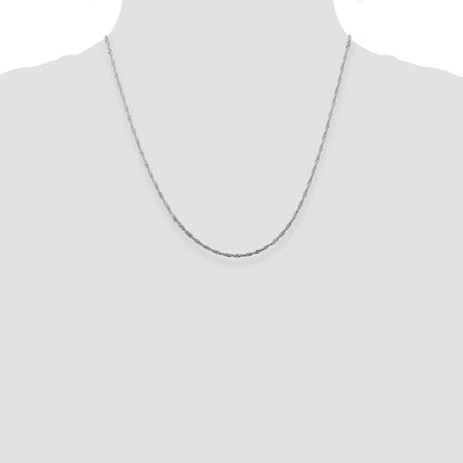 20 Inch Sterling Silver Rhodium-Plated 1.75mm Singapore Chain Necklace