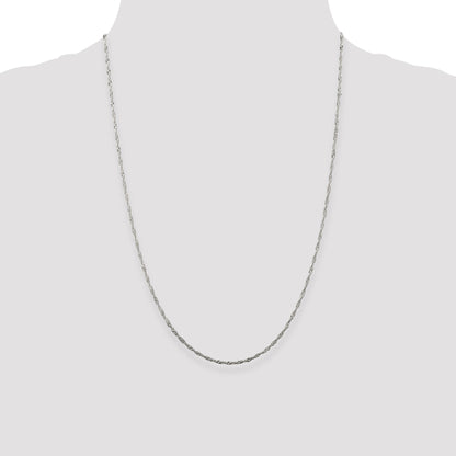 24 Inch Sterling Silver Rhodium-Plated 1.75mm Singapore Chain Necklace