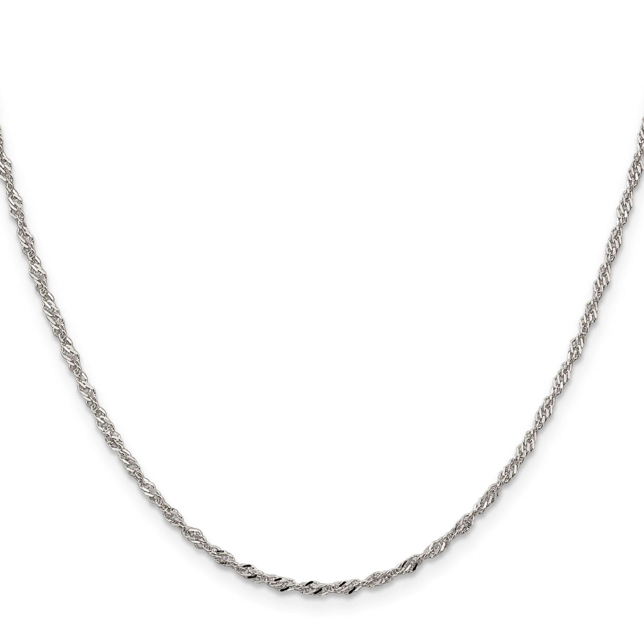 22 Inch Sterling Silver 2mm Singapore Chain Necklace
