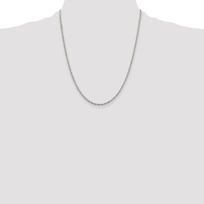 22 Inch Sterling Silver 2mm Singapore Chain W/4In Ext.