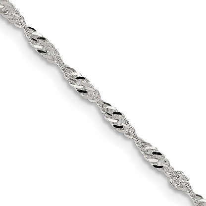 14 Inch Sterling Silver 2mm Singapore Chain Necklace