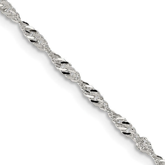14 Inch Sterling Silver 2mm Singapore Chain Necklace