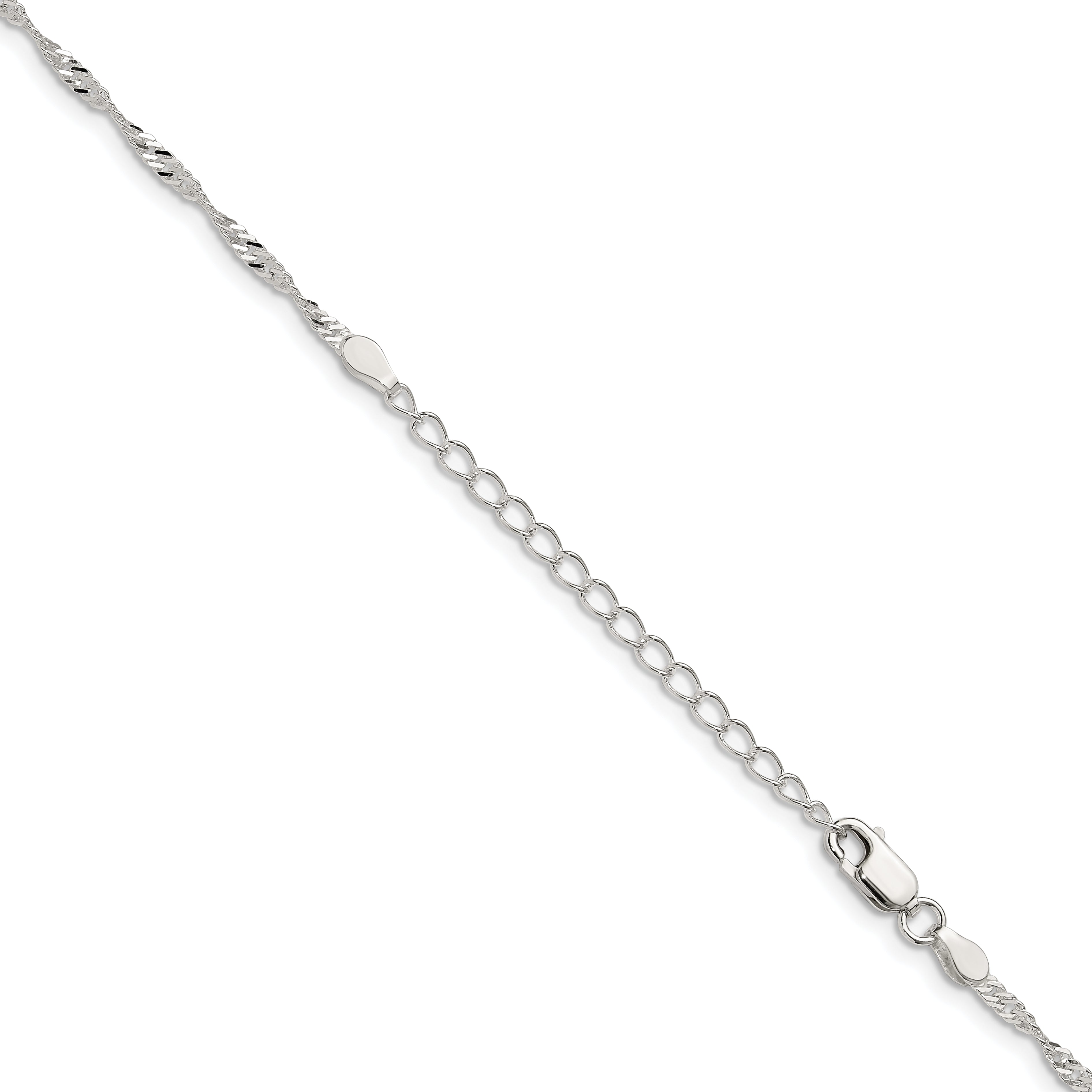 18 Inch Sterling Silver 2mm Singapore Chain W/2In Ext.