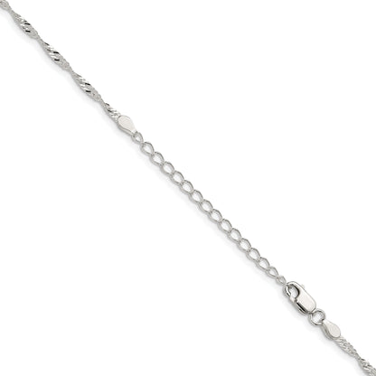 18 Inch Sterling Silver 2mm Singapore Chain W/2In Ext.
