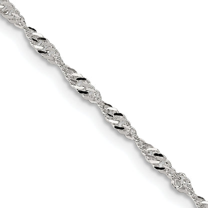 16 Inch Sterling Silver 2mm Singapore Chain Necklace