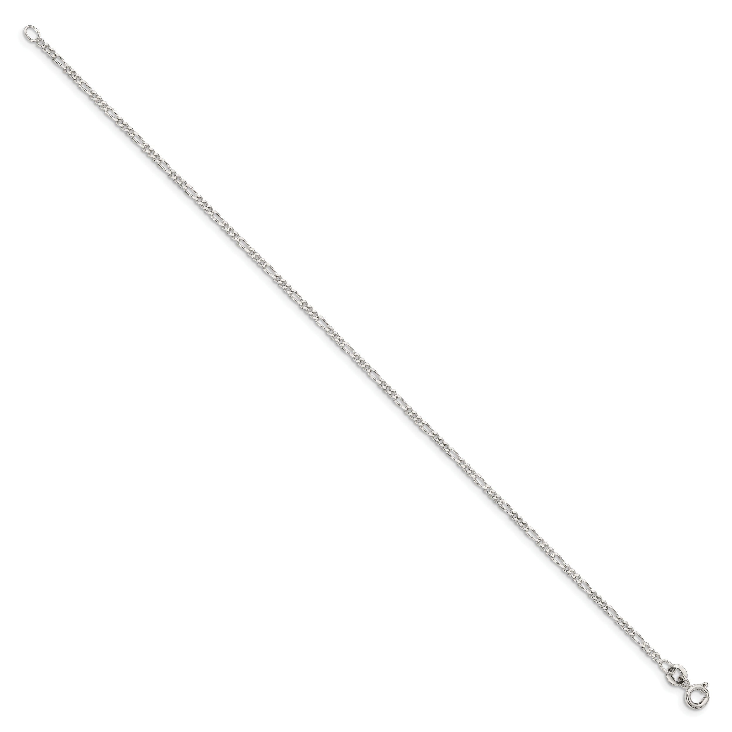 10 Inch Sterling Silver 1.75mm Figaro Chain Anklet