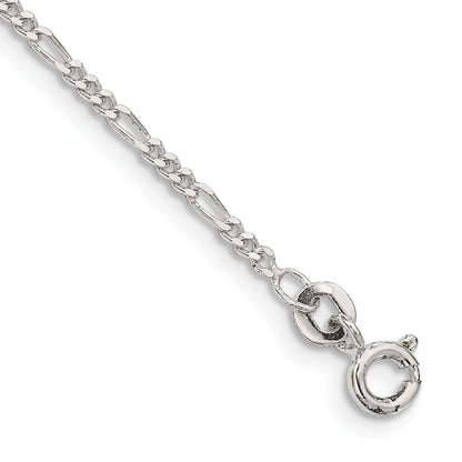 10 Inch Sterling Silver 1.75mm Figaro Chain Anklet