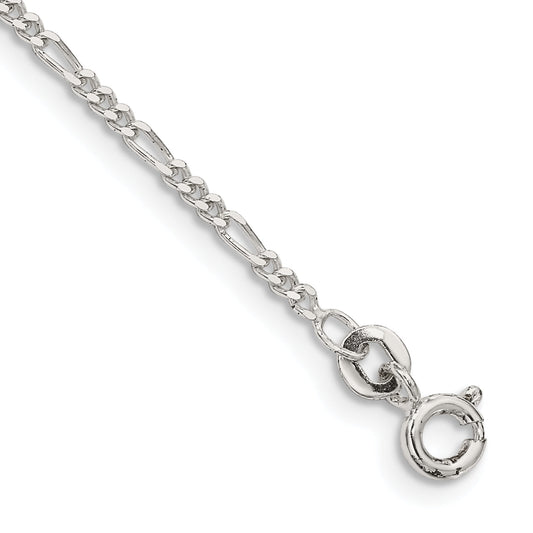 10 Inch Sterling Silver 1.75mm Figaro Chain Anklet
