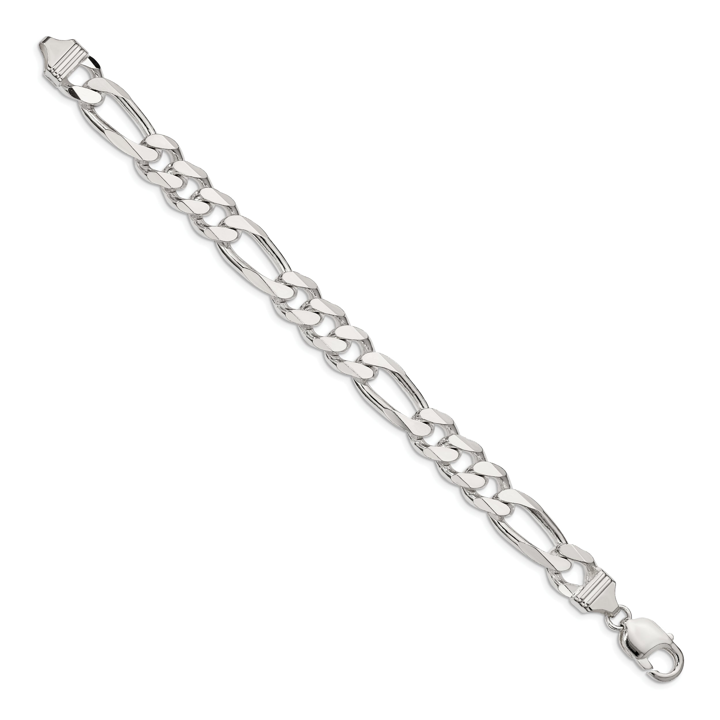 10 Inch Sterling Silver 10.75mm Figaro Chain Bracelet