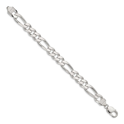 10 Inch Sterling Silver 10.75mm Figaro Chain Bracelet