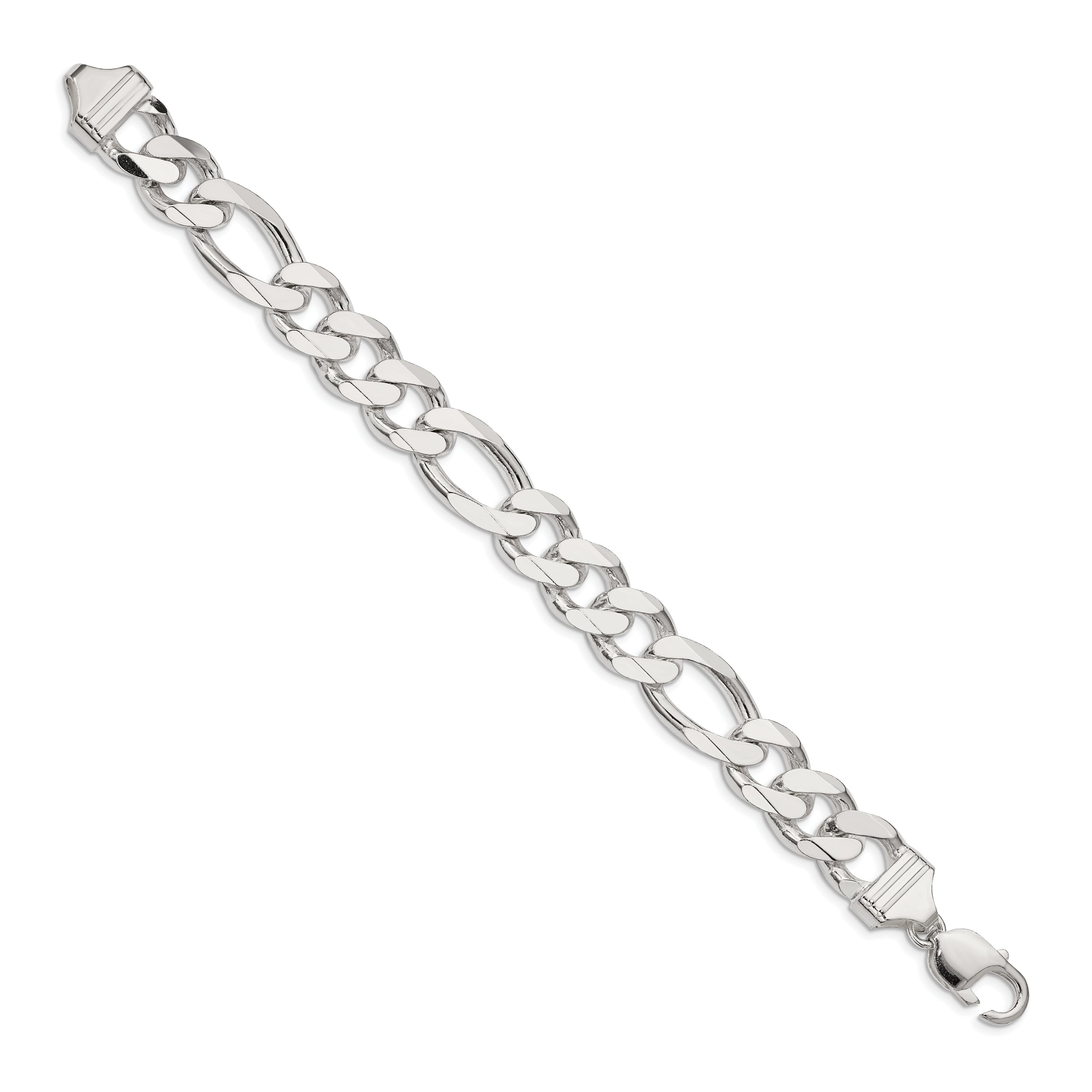 10 Inch Sterling Silver 13.5mm Figaro Chain Bracelet