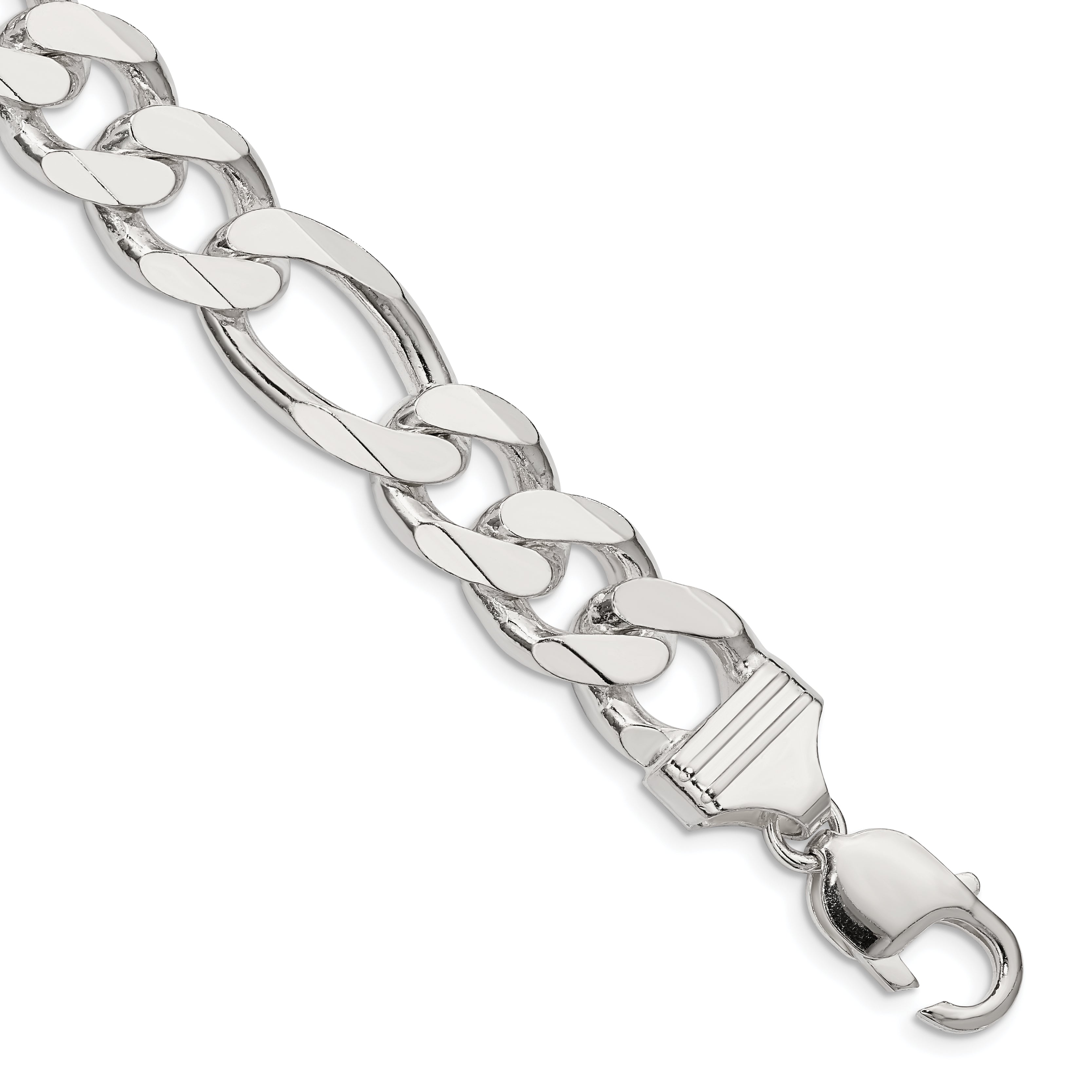 10 Inch Sterling Silver 13.5mm Figaro Chain Bracelet