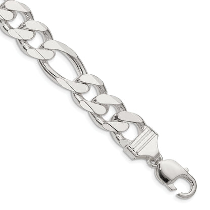 10 Inch Sterling Silver 13.5mm Figaro Chain Bracelet