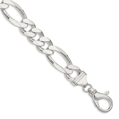 10 Inch Sterling Silver 15mm Figaro Chain Bracelet