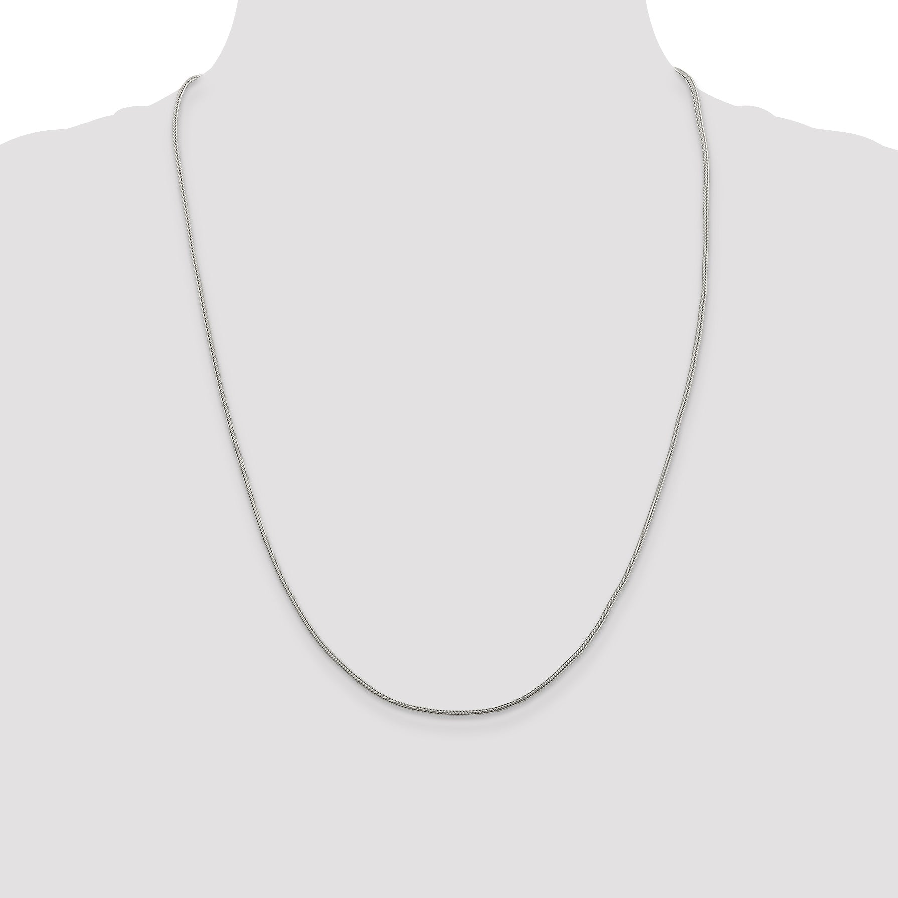 24 Inch Sterling Silver 1.25mm Diamond-Cut Round Franco Chain Necklace