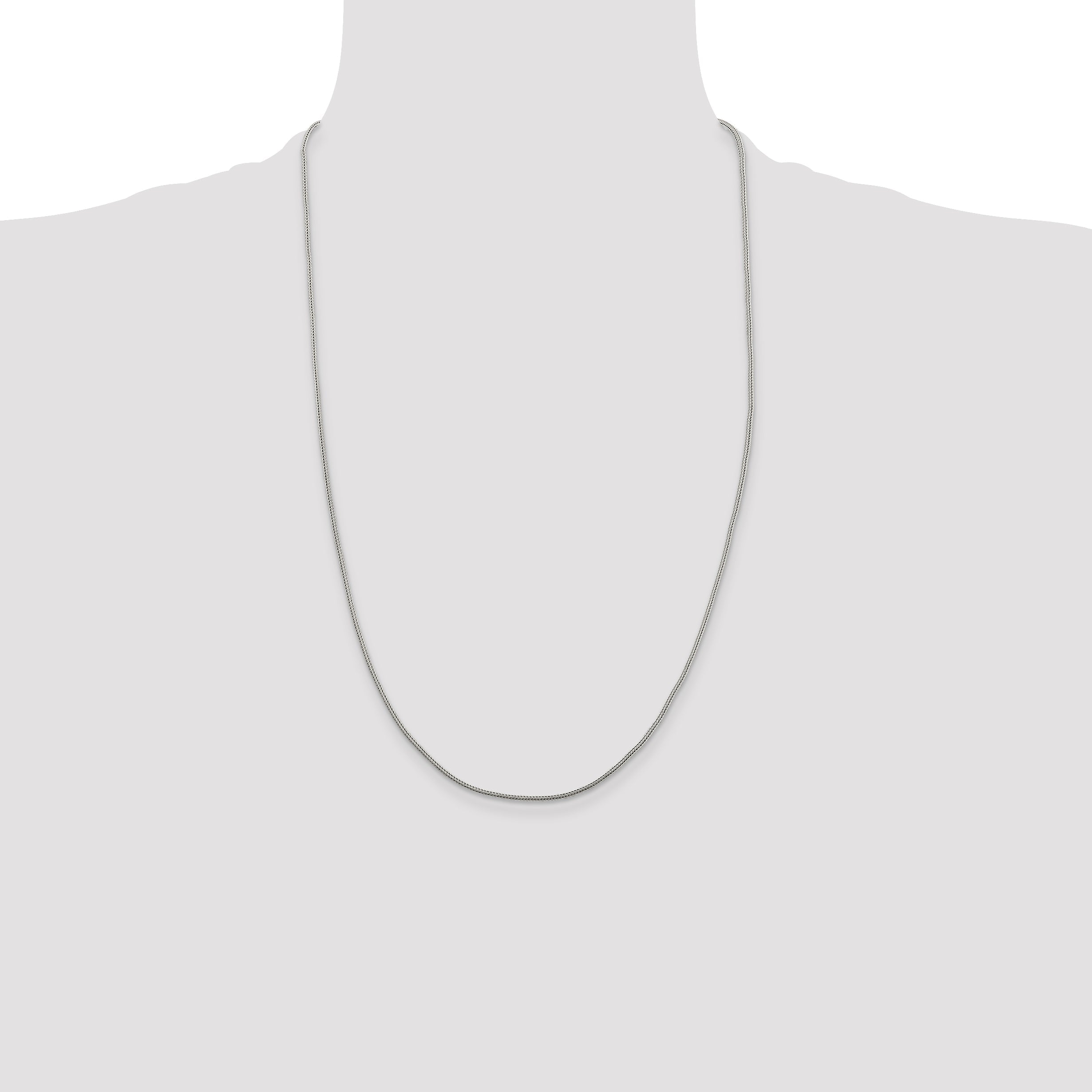 26 Inch Sterling Silver 1.25mm Diamond-Cut Round Franco Chain Necklace