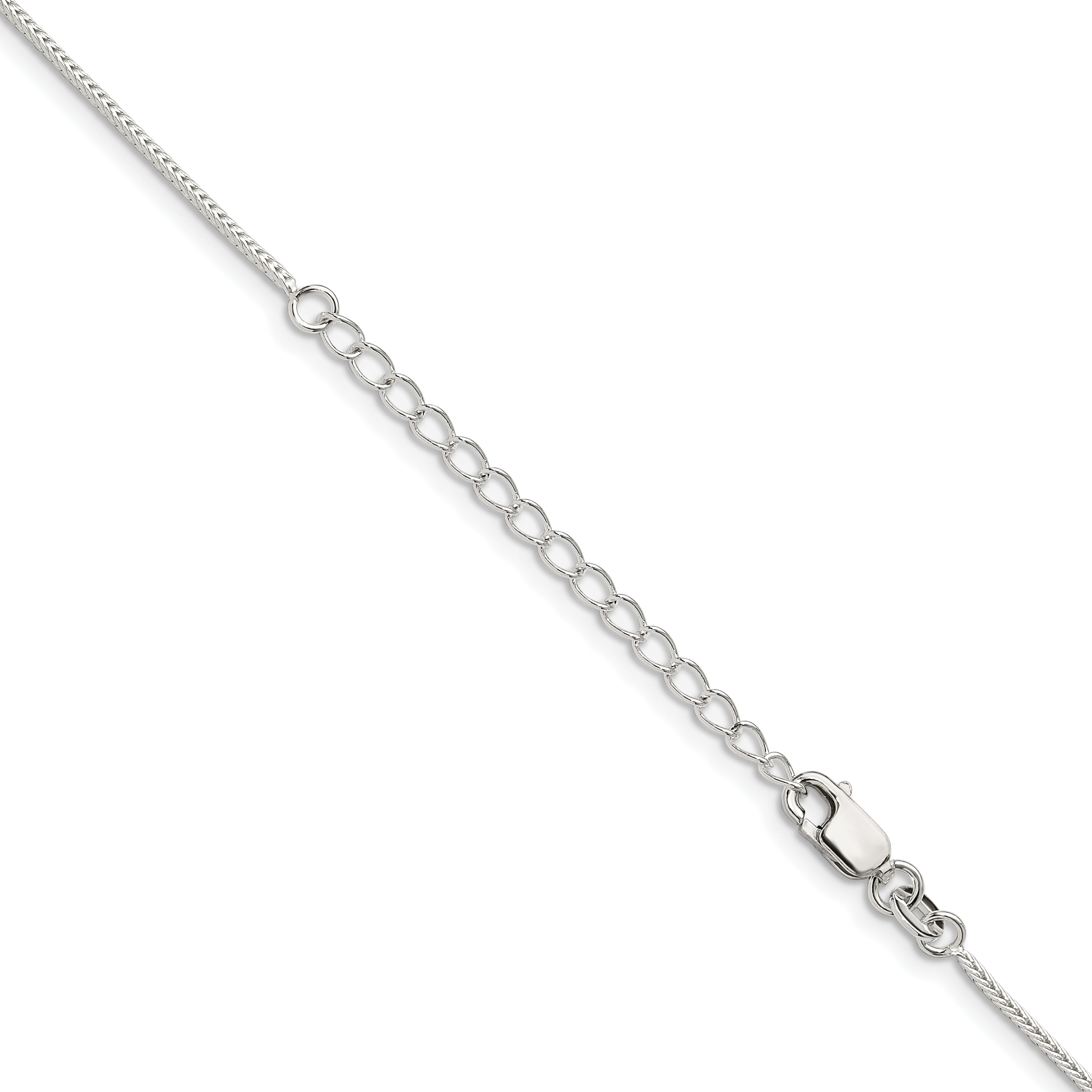 18 Inch Sterling Silver 1.25mm Diamond-Cut Round Franco Chain W/2In Ext.