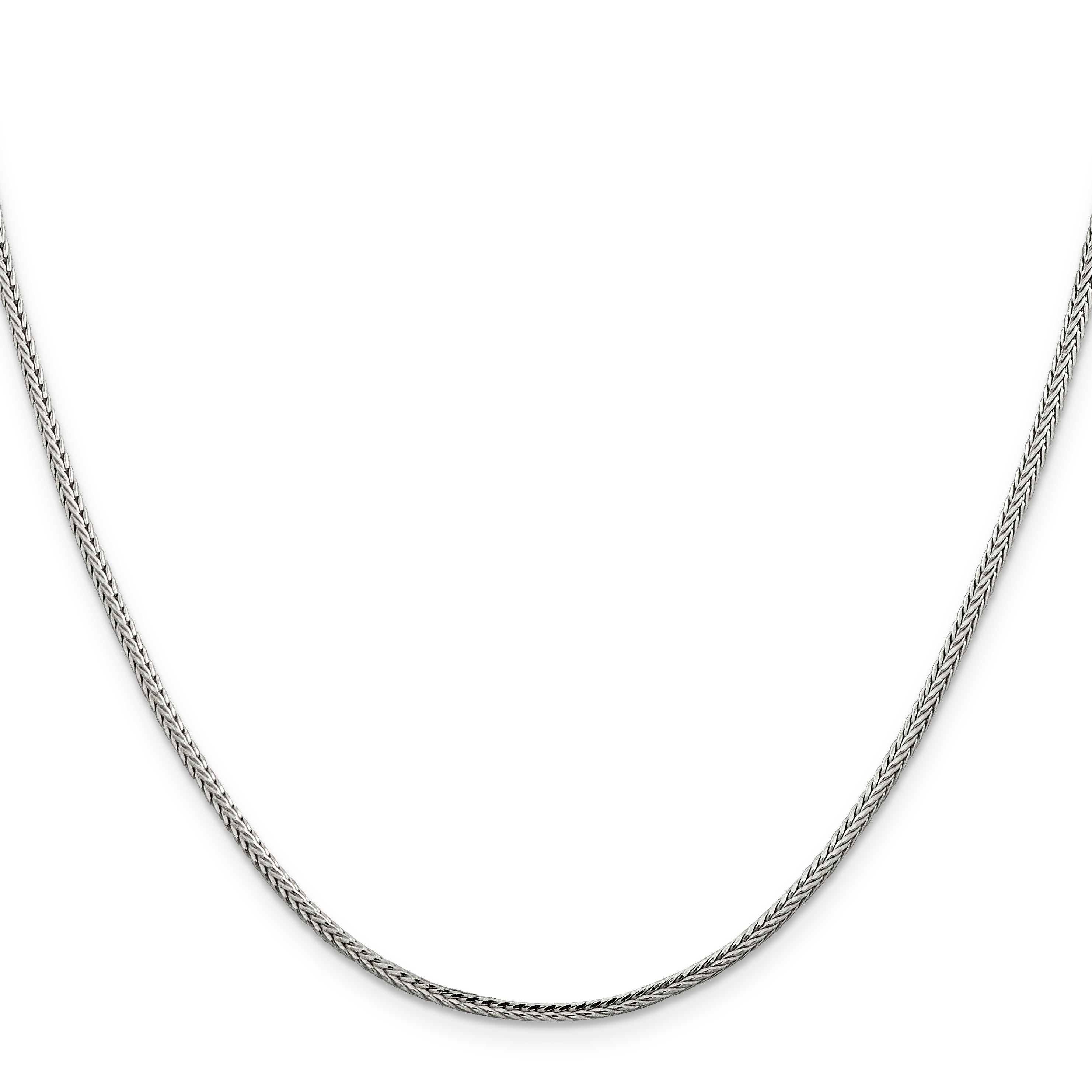 24 Inch Sterling Silver 2mm Diamond-Cut Round Franco Chain Necklace