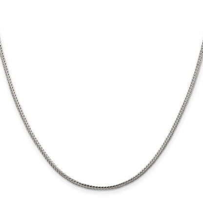 18 Inch Sterling Silver 2mm Diamond-Cut Round Franco Chain Necklace