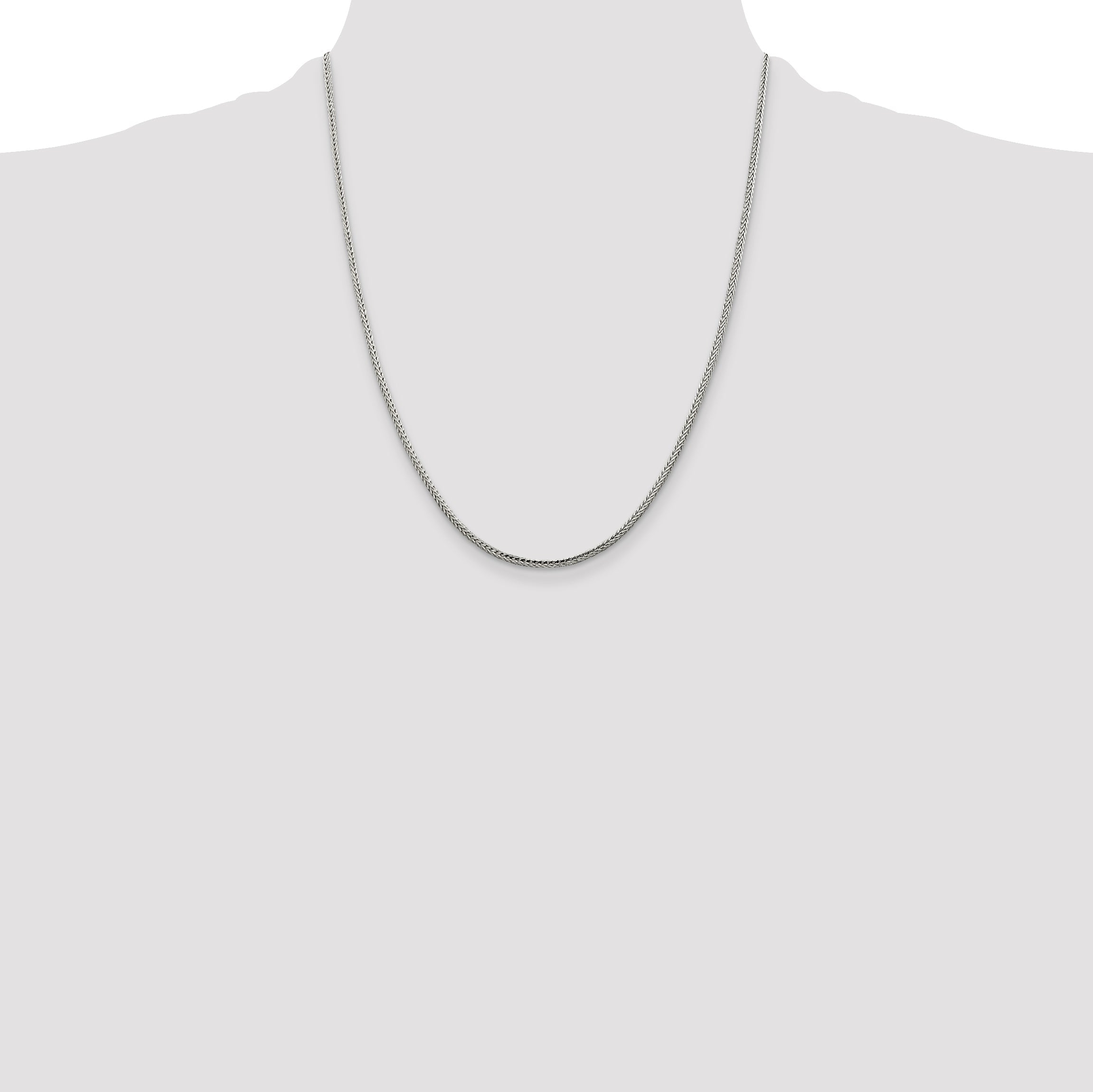 22 Inch Sterling Silver 2mm Diamond-Cut Round Franco Chain Necklace