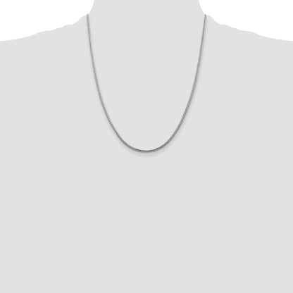 22 Inch Sterling Silver 2mm Diamond-Cut Round Franco Chain Necklace