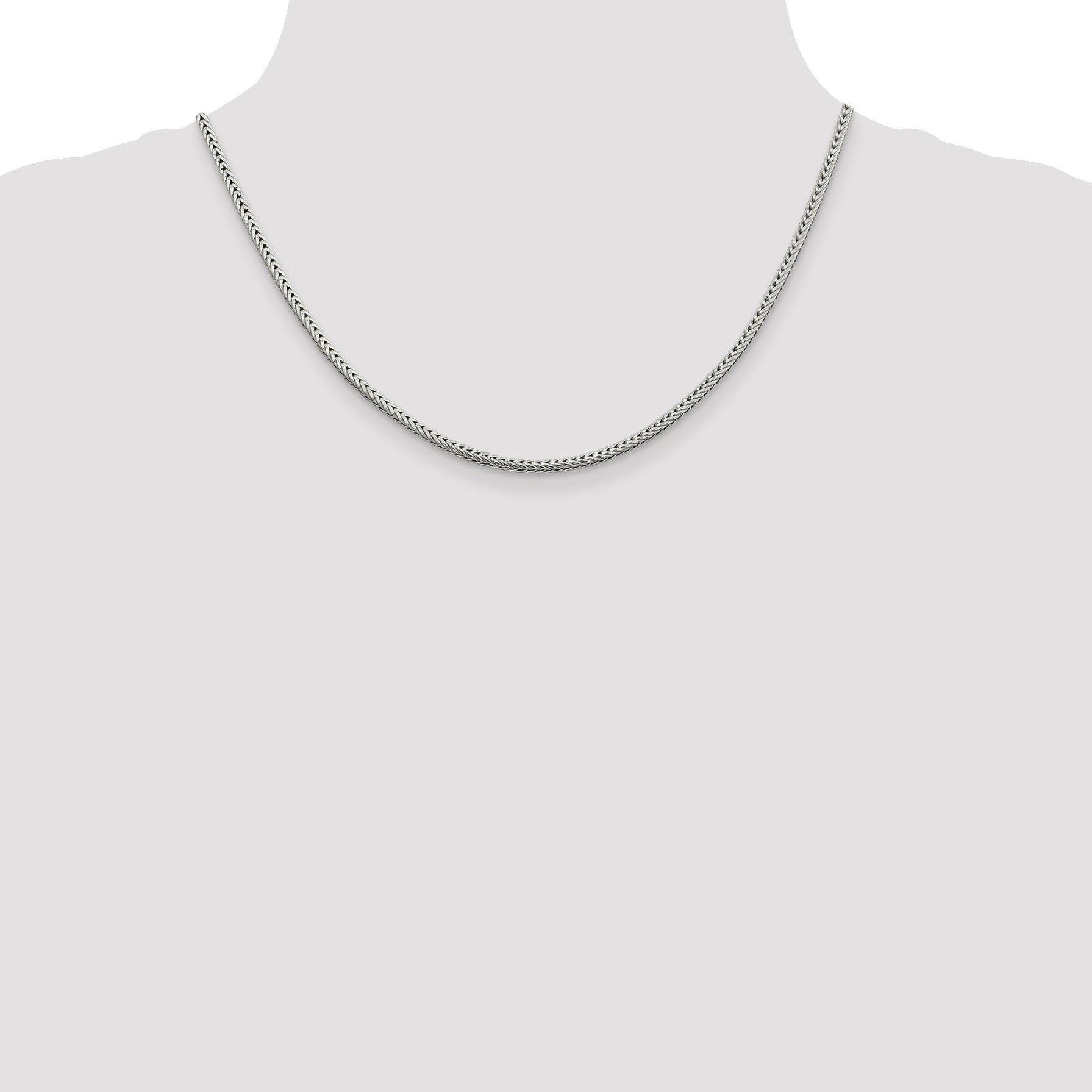 18 Inch Sterling Silver 2.5mm Diamond-Cut Round Franco Chain Necklace