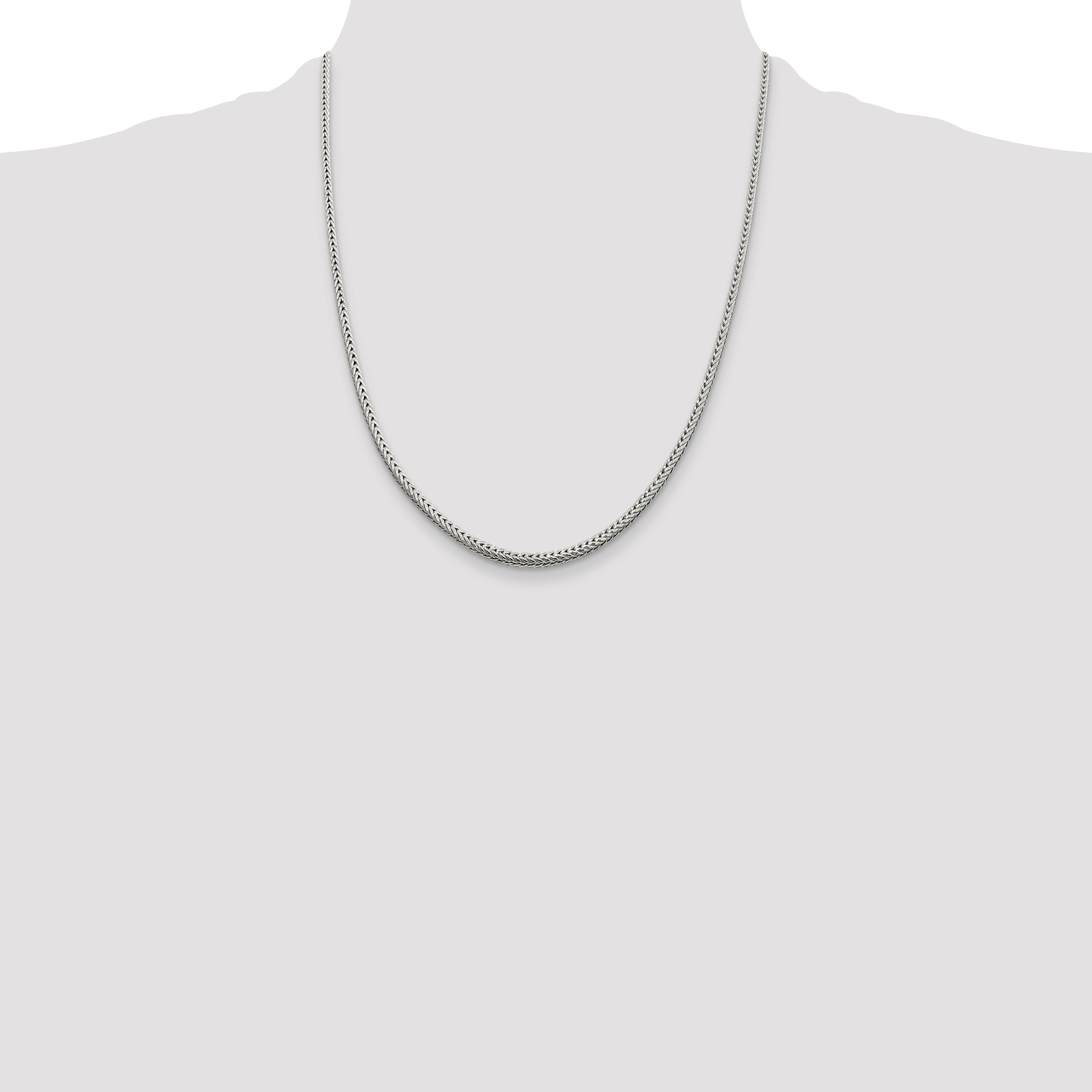 22 Inch Sterling Silver 2.5mm Diamond-Cut Round Franco Chain Necklace