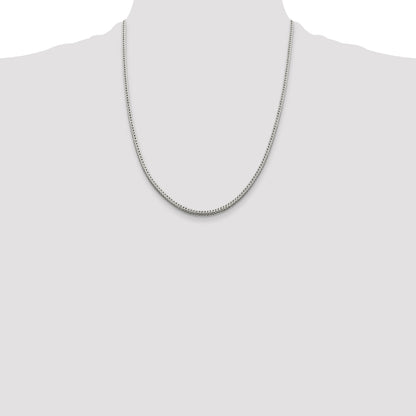 22 Inch Sterling Silver 2.5mm Diamond-Cut Round Franco Chain Necklace