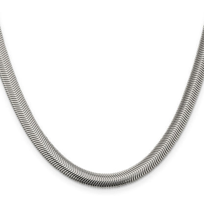 20 Inch Sterling Silver 6.25mm Flat Oval Snake Chain Necklace