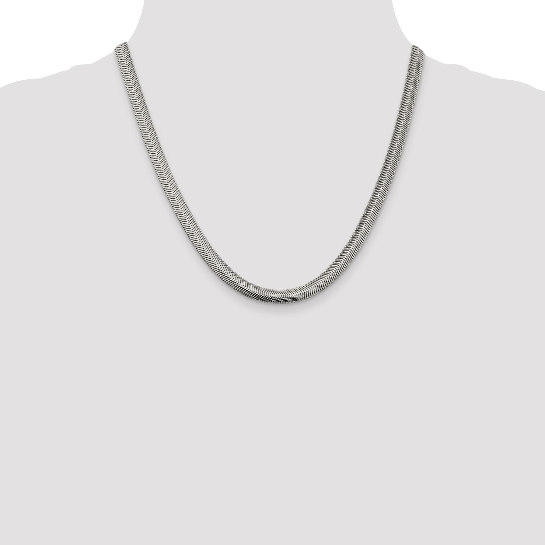 20 Inch Sterling Silver 6.25mm Flat Oval Snake Chain Necklace